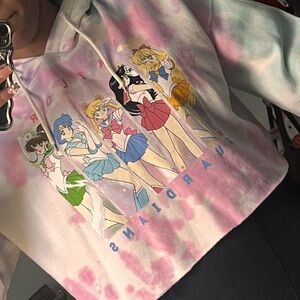 Hot Topic Pink Tie-Dye Sailor Moon Guardians Hoodie